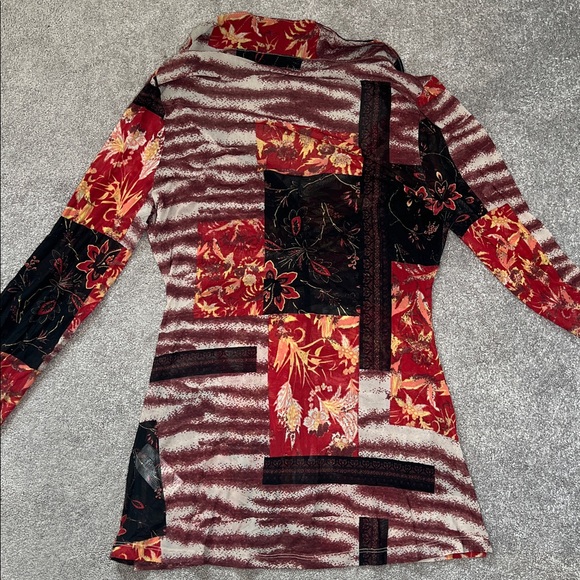 Free People Lucky Printed Blouse Sheer Boho Size XL - Picture 3 of 6